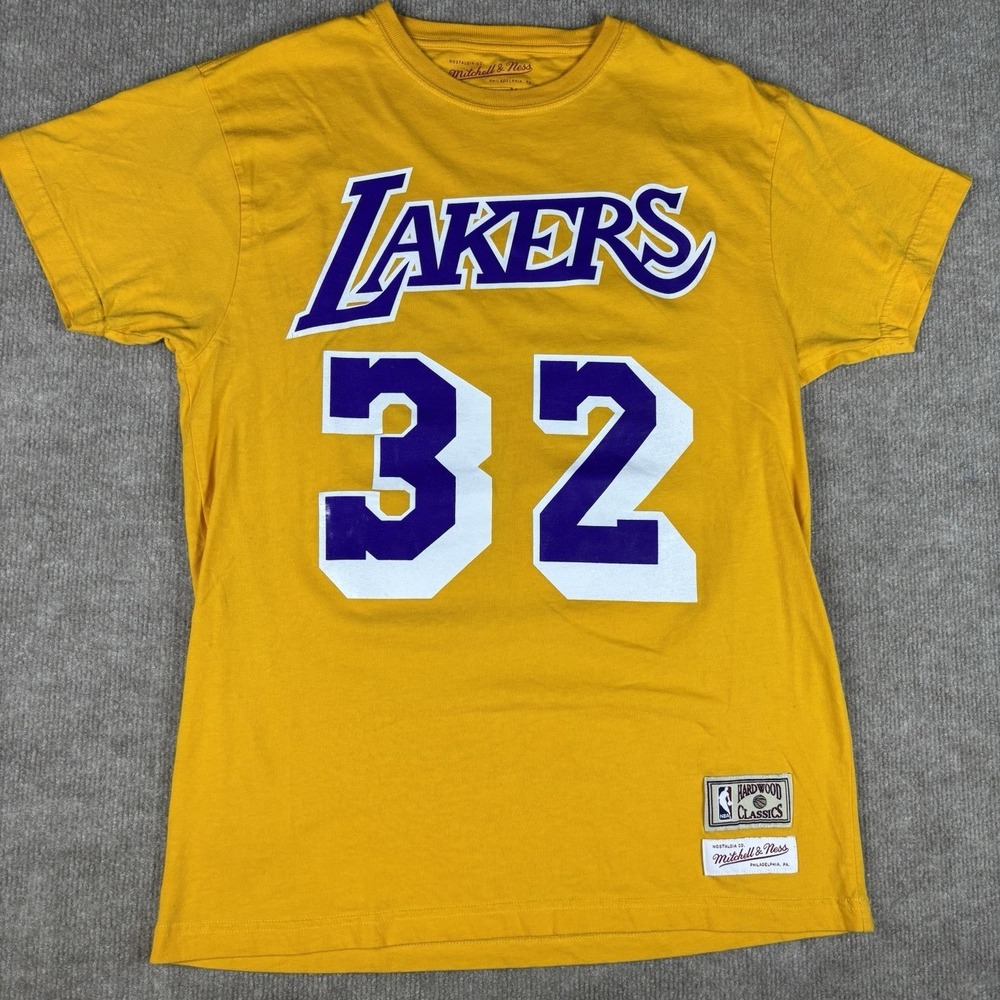Mitchell & Ness Magic Johnson 32 Lakers T Shirt Mens Small Hardwood Classics